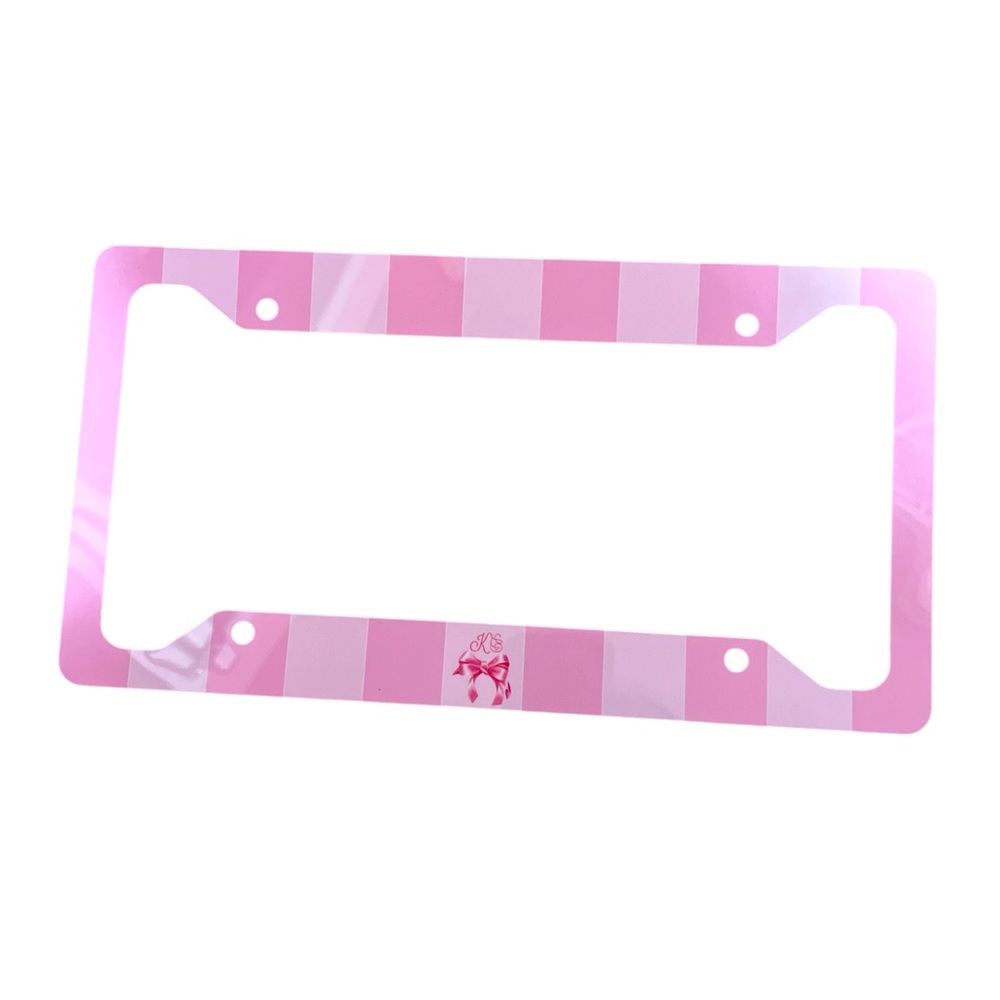 New pink striped kimmy luxe dolls car license plate frame